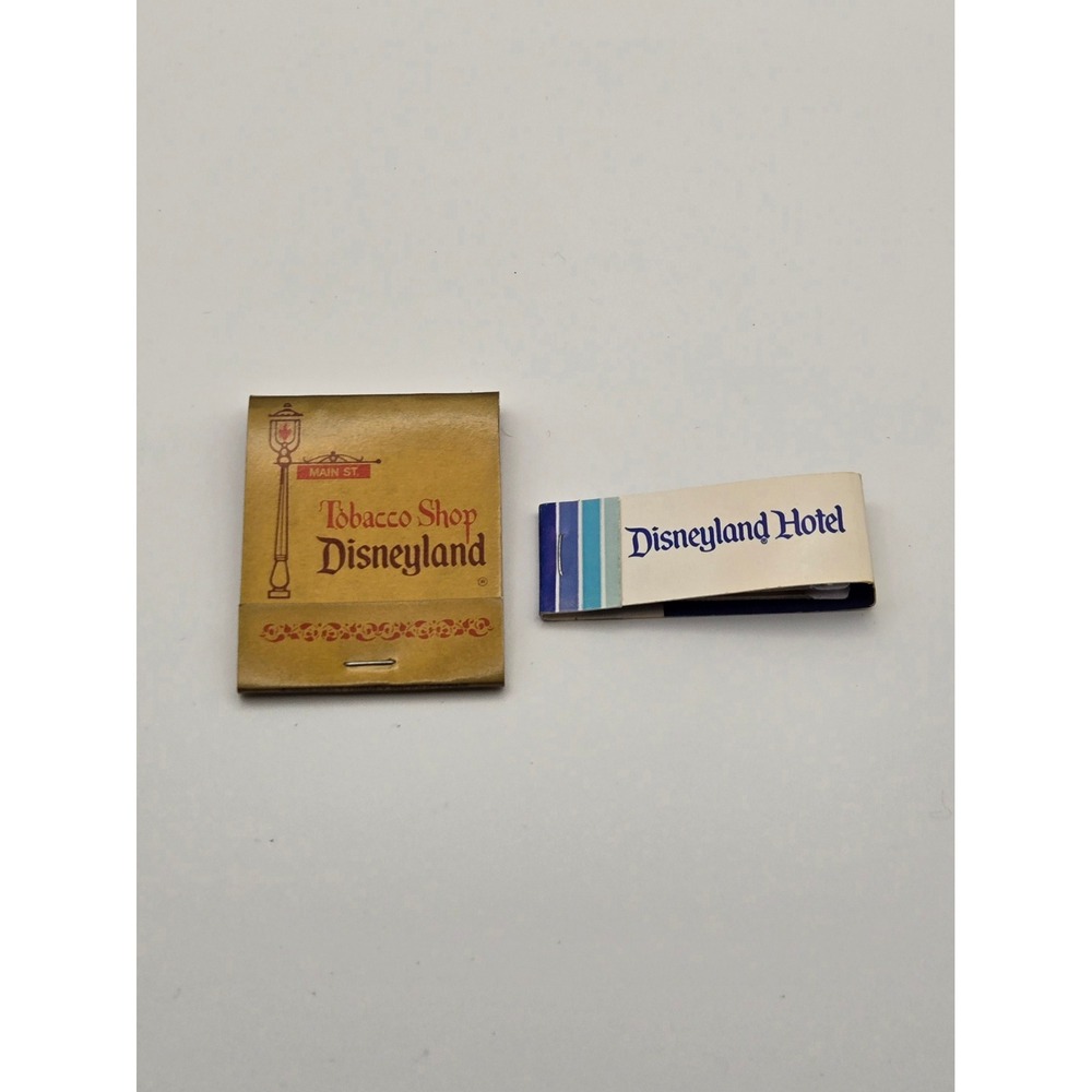Vintage Disneyland Tobacco Shop & Disneyland Hotel Matchbook Anaheim CA Lot Of 2